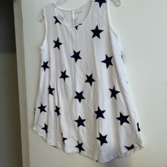 White Swing Top with Navy Blue Stars, Size Small, Never Worn - Picture 1 of 4
